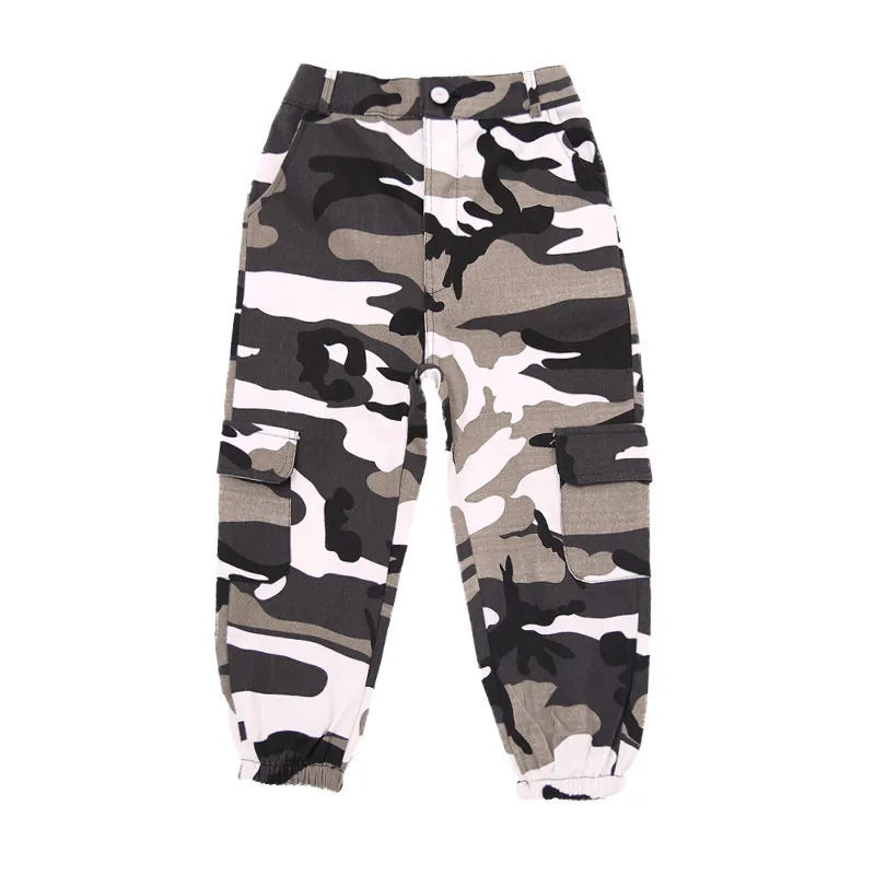 Wine Kid Hip Hop Clothing Camouflage Jogger Pants for Girls Jazz Dance Wear Costume Ballroom Dancing Clothes Stage Outfits Suit