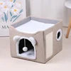 Cat Bed House Scratch Pad Foldable Square Design Solid Pattern Fashion Style Cat Cave Hideaway Cube Removable Washable Cushions