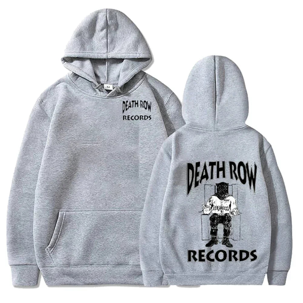 Death Row Inmate Record Print Hip-hop Street Cool Men Hooded Sweatshirt Autumn Winter Daily