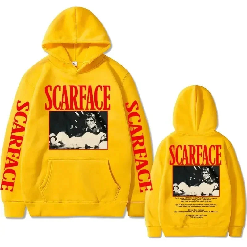 Retro 90s movie Scarface star Tony Montana hoodie, pullover, hip-hop fashion