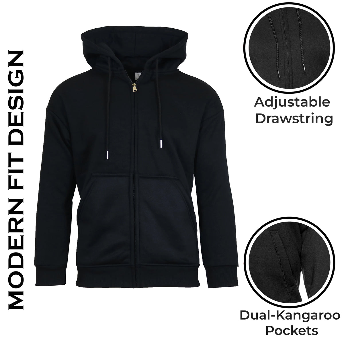 Men's Solid Winter Sherpa Lined Full Zip-Up Hooded Breathable Eco-Friendly Regular Fit Pockets Hoodie (S-3XL)