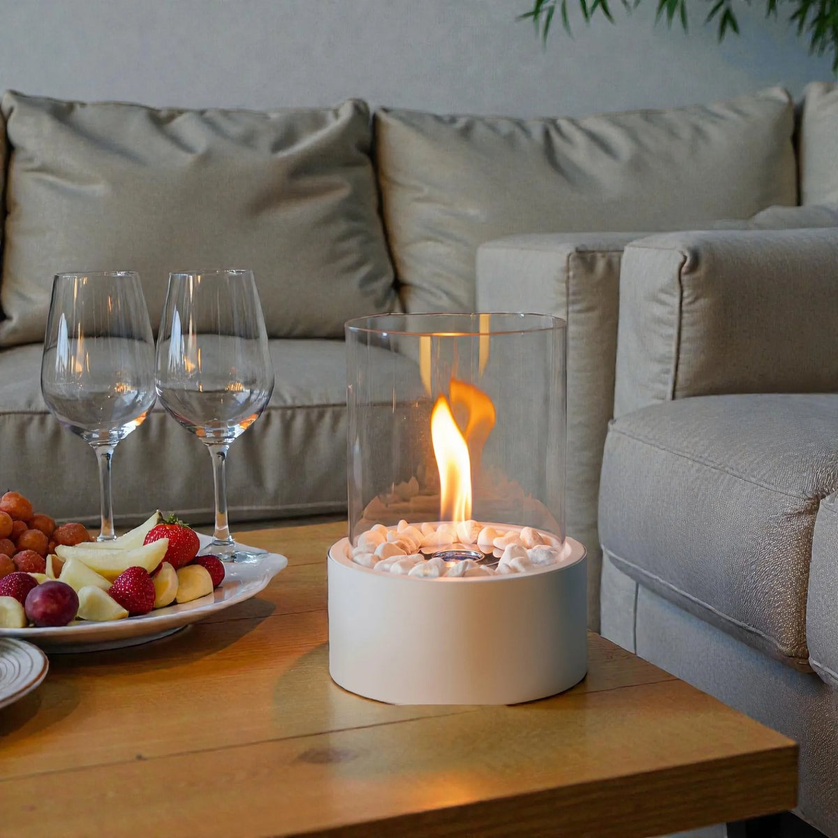 EU US Stock Classic Tabletop Ethanol Fireplace Round White Bio Ethanol Ventless Fireplace (Freeshipping)