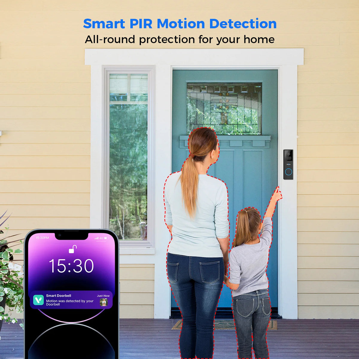 Hiseeu 1080P Home Ring Doorbell Camera Security Mobile Phone Remote Video Intercom Door Camera WiFi Doorbell