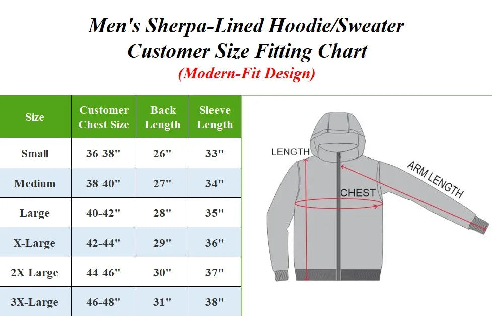 Men's Solid Winter Sherpa Lined Full Zip-Up Hooded Breathable Eco-Friendly Regular Fit Pockets Hoodie (S-3XL)