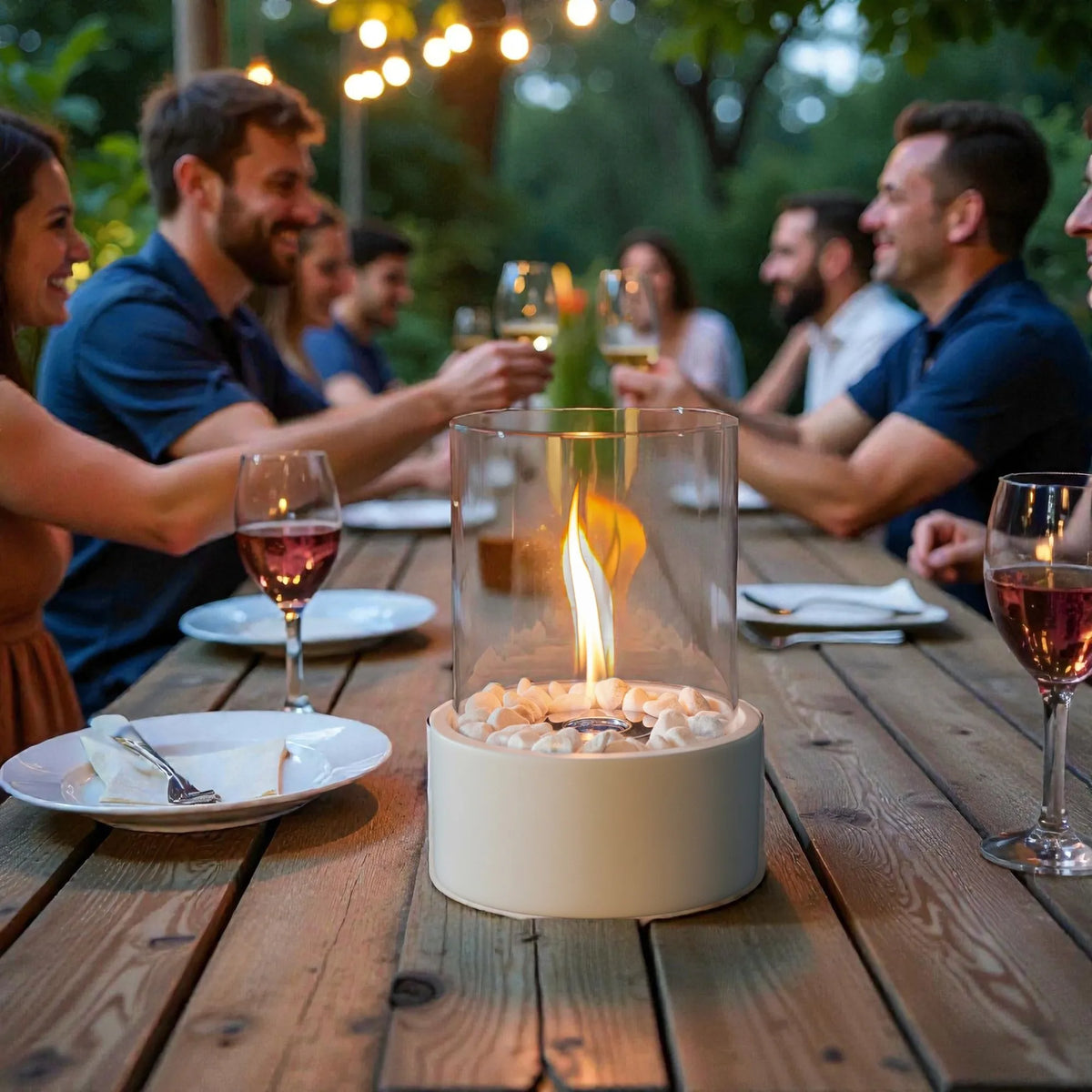 EU US Stock Classic Tabletop Ethanol Fireplace Round White Bio Ethanol Ventless Fireplace (Freeshipping)