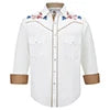Men's Embroidered Western Cowboy Shirt Long Sleeve Regular Fit Casual Button Down Shirts with Pockets