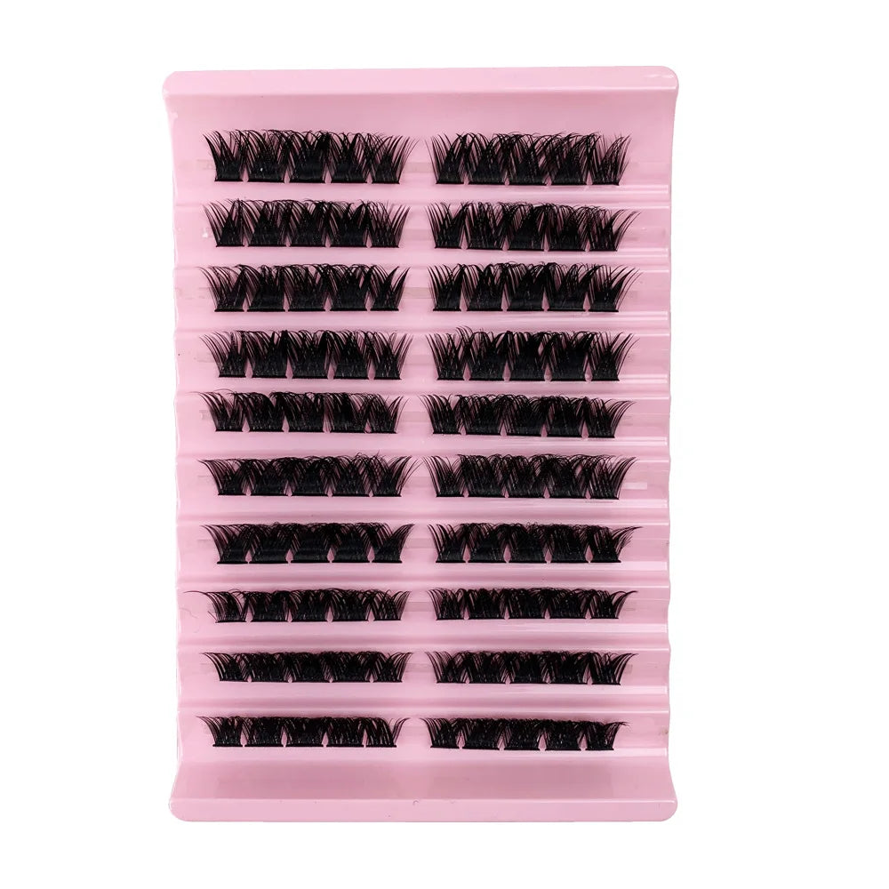 New Handmade C D Curl Segment DIY Cluster Lashes Private Label Extension Eyelash Super Matter Black Cotton Band Smoothest 0.07MM