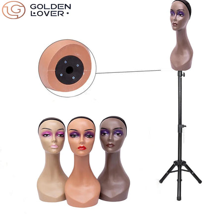 Realistic Mannequin Head for Wigs Female  With Long Neck Manikin Head Bust for Wig Display/Hat/Sunglass/Jewelry With Shoulders