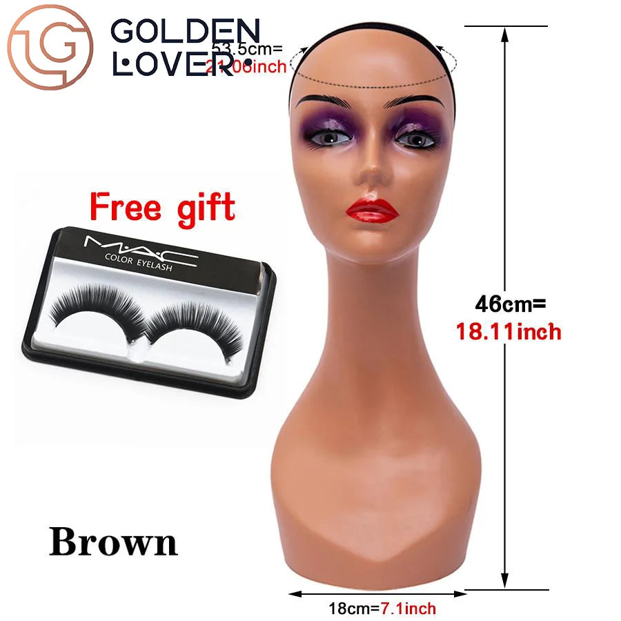 Realistic Mannequin Head for Wigs Female  With Long Neck Manikin Head Bust for Wig Display/Hat/Sunglass/Jewelry With Shoulders