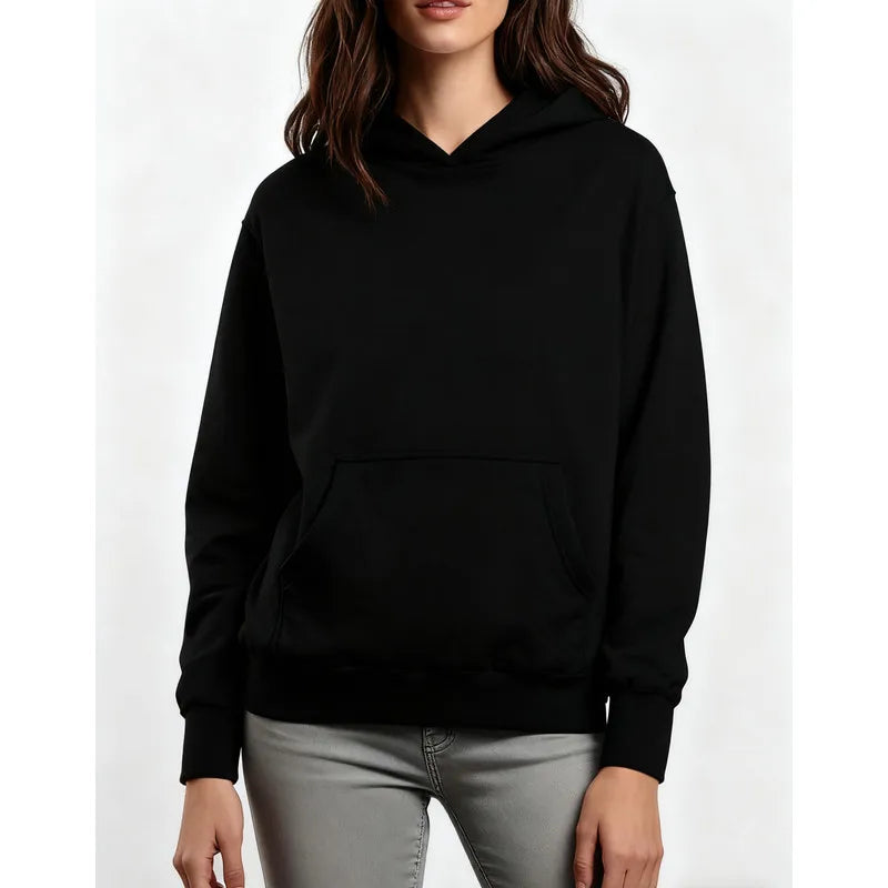 Custom Black Unisex Hooded Pullover Hoodie with Pocket Women's Casual Wear 100% Cotton Knitted 380g Autumn Style MW-NAN-110707
