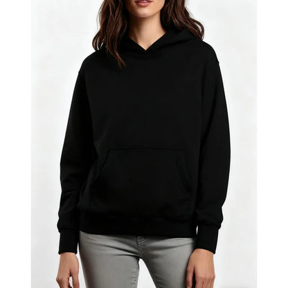 Custom Black Unisex Hooded Pullover Hoodie with Pocket Women's Casual Wear 100% Cotton Knitted 380g Autumn Style MW-NAN-110707