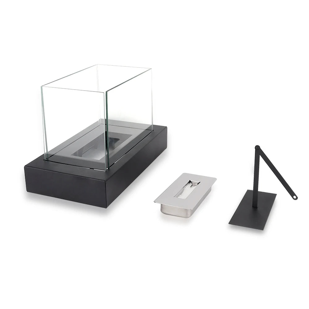 US Freeshipping Popular Square Bioethanol Fireplace Coffee Table Decorative Alcohol Heater Eco-friendly Glass Fire Pit