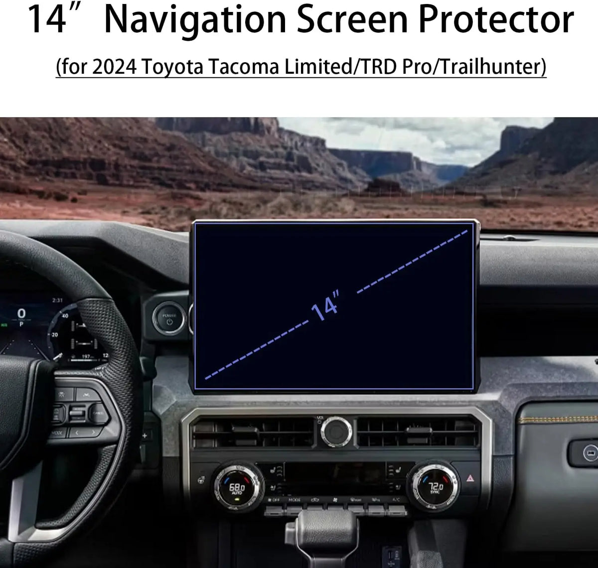 Screen Protector for Toyota Tacoma 14 Inch Navigation Touchscreen for 2024 2025 Tempered Glass 9H Anti-Scratch Protection