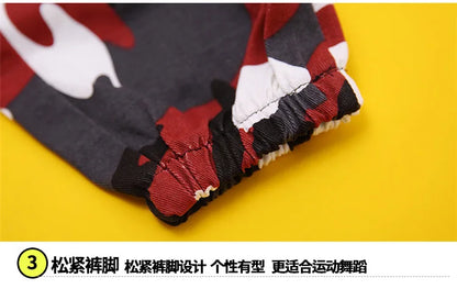 Wine Kid Hip Hop Clothing Camouflage Jogger Pants for Girls Jazz Dance Wear Costume Ballroom Dancing Clothes Stage Outfits Suit