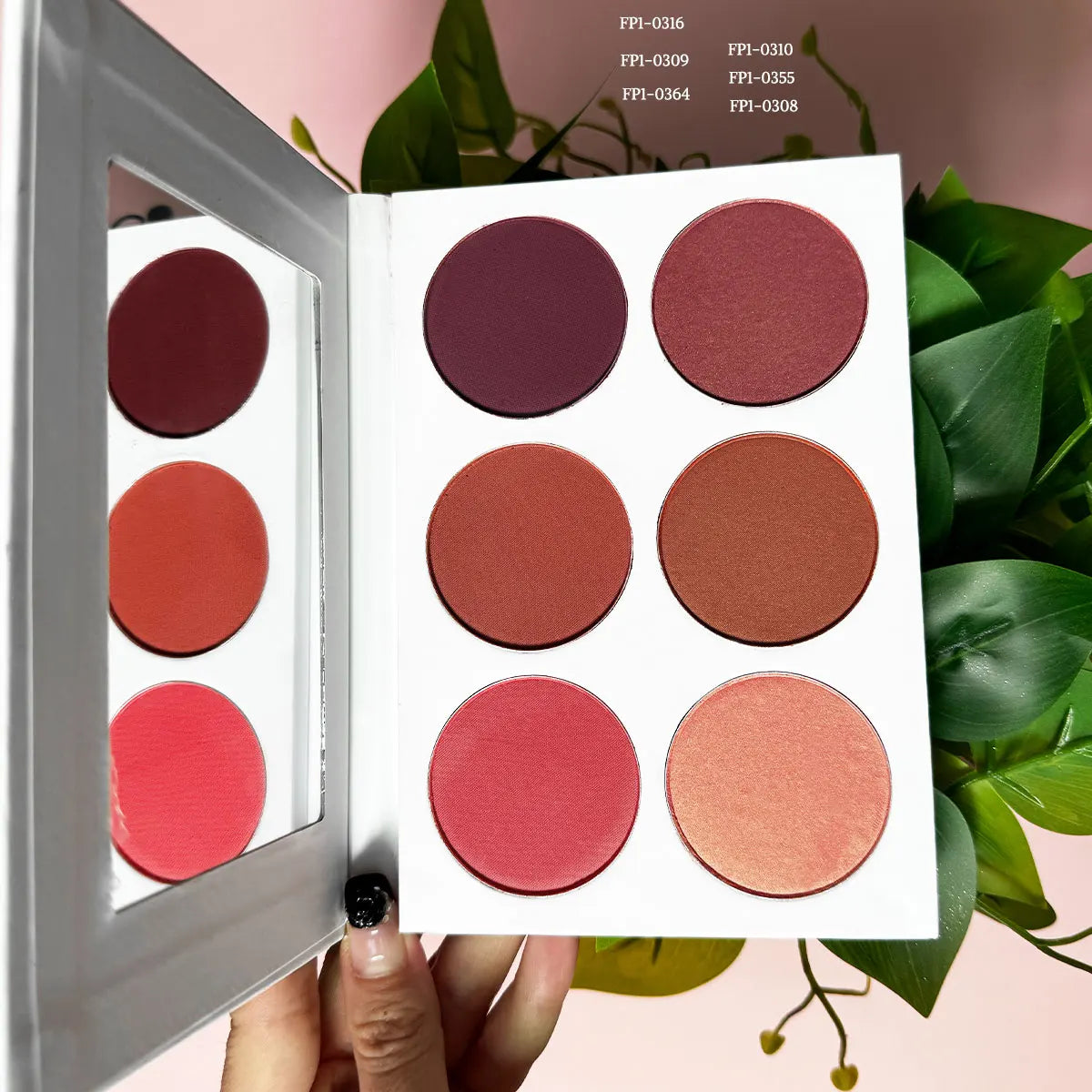 Custom logo Long Lasting Nude Shimmer Glitter Blush Highlighter Contour Palette Private Label Cruelty Free Blush Palette