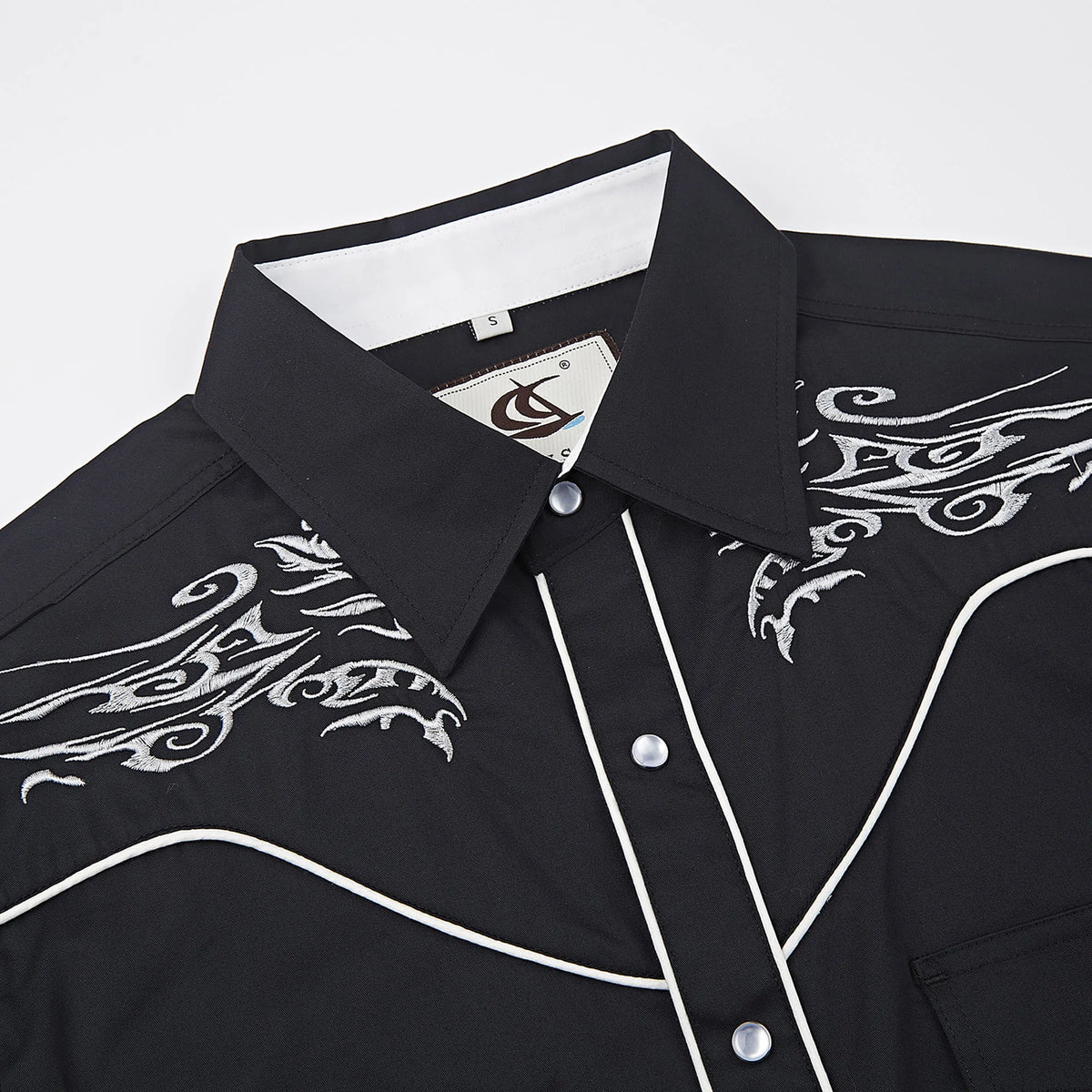 Men's Embroidered Western Cowboy Shirt Long Sleeve Regular Fit Casual Button Down Shirts with Pockets