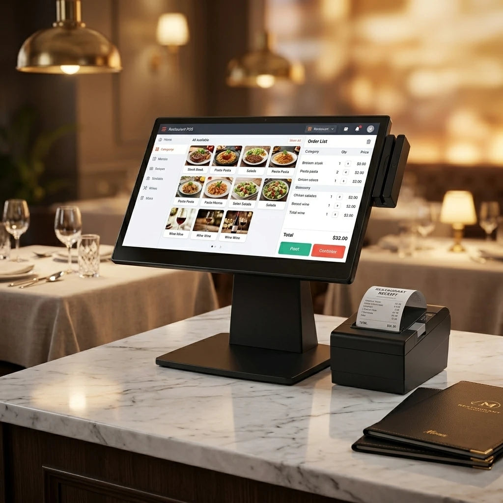 15.6 Inch All in One POS Terminal with Ultra Narrow Bezel Windows 10 Cash Register Touch Screen Retail System