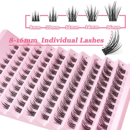 New Handmade C D Curl Segment DIY Cluster Lashes Private Label Extension Eyelash Super Matter Black Cotton Band Smoothest 0.07MM