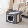 Cat Bed House Scratch Pad Foldable Square Design Solid Pattern Fashion Style Cat Cave Hideaway Cube Removable Washable Cushions