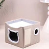 Cat Bed House Scratch Pad Foldable Square Design Solid Pattern Fashion Style Cat Cave Hideaway Cube Removable Washable Cushions