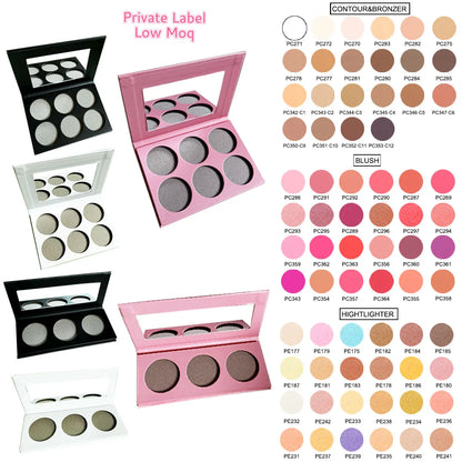 Custom logo Long Lasting Nude Shimmer Glitter Blush Highlighter Contour Palette Private Label Cruelty Free Blush Palette