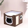 Cat Bed House Scratch Pad Foldable Square Design Solid Pattern Fashion Style Cat Cave Hideaway Cube Removable Washable Cushions