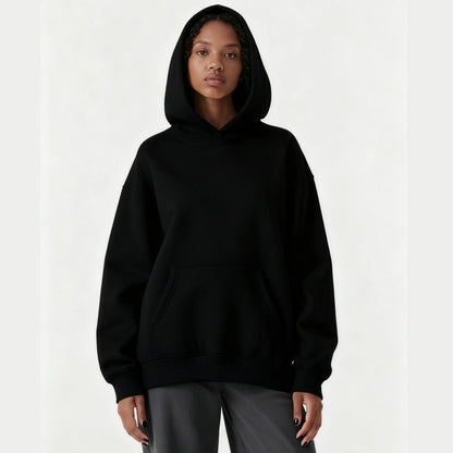 Custom Black Unisex Hooded Pullover Hoodie with Pocket Women's Casual Wear 100% Cotton Knitted 380g Autumn Style MW-NAN-110707