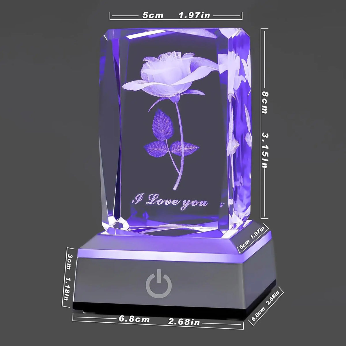 3D Rose Crystal Multicolor Nightlight I Love You Decolamp Christmas Gifts for Wife Her Girlfriend Mom Valentine's Day Gift