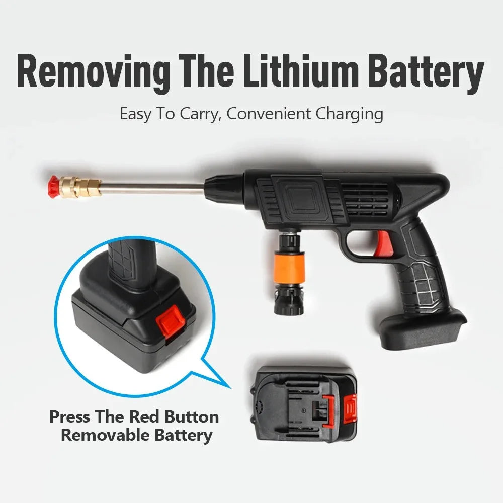 Portable High Pressure Washer 30Bar Water Gun Household Lithium Battery Charging Wireless Spray Cleaner Pump Washing Machine