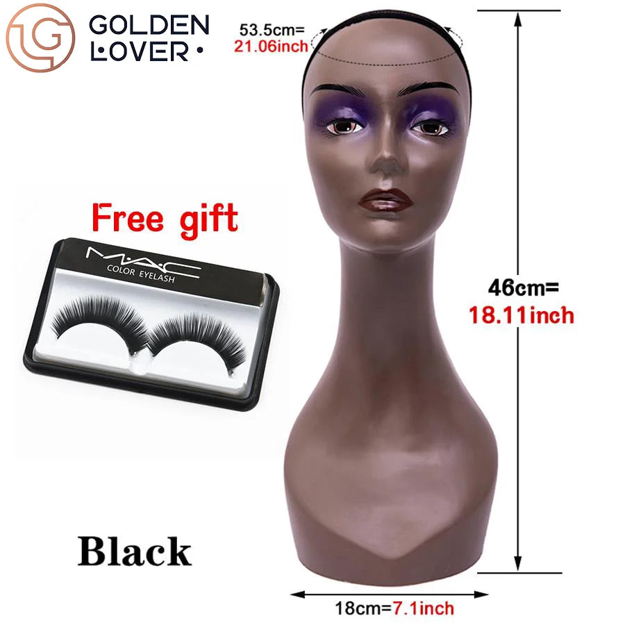 Realistic Mannequin Head for Wigs Female  With Long Neck Manikin Head Bust for Wig Display/Hat/Sunglass/Jewelry With Shoulders