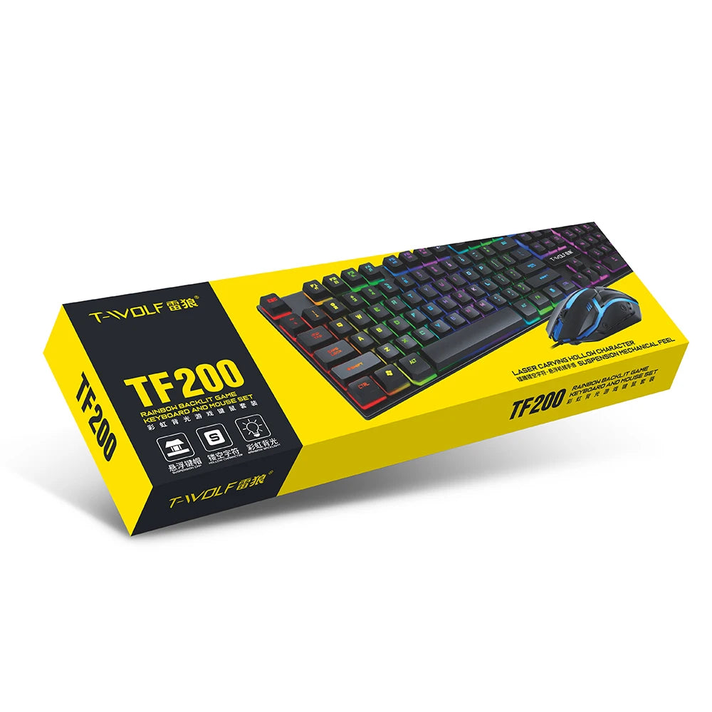 1.35M Line Wired 104 Keys Computer Colorful Blacklight Gaming Keyboard Mouse Combos