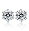 Wholesale 3MM/4MM/5MM/6MM S925 Silver Six Claw Earrings White Gold Plated Earrings D Color Vvs Moissanite Women Earrings