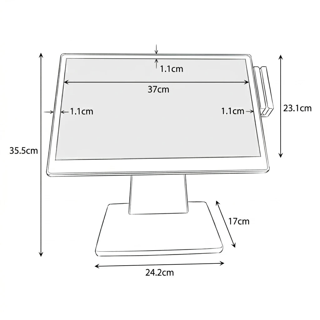 15.6 Inch All in One POS Terminal with Ultra Narrow Bezel Windows 10 Cash Register Touch Screen Retail System