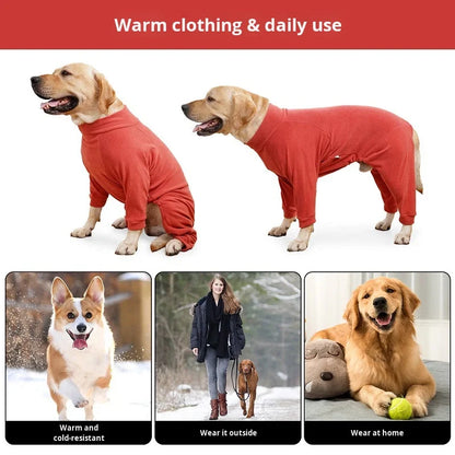 Dog Winter Warm Sweatshirt Large Pet Dog Clothes Wearable Outings Play Cold-Resistant High Elastic Polyester
