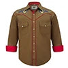 Men's Embroidered Western Cowboy Shirt Long Sleeve Regular Fit Casual Button Down Shirts with Pockets
