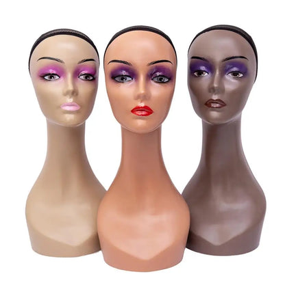 Realistic Mannequin Head for Wigs Female  With Long Neck Manikin Head Bust for Wig Display/Hat/Sunglass/Jewelry With Shoulders