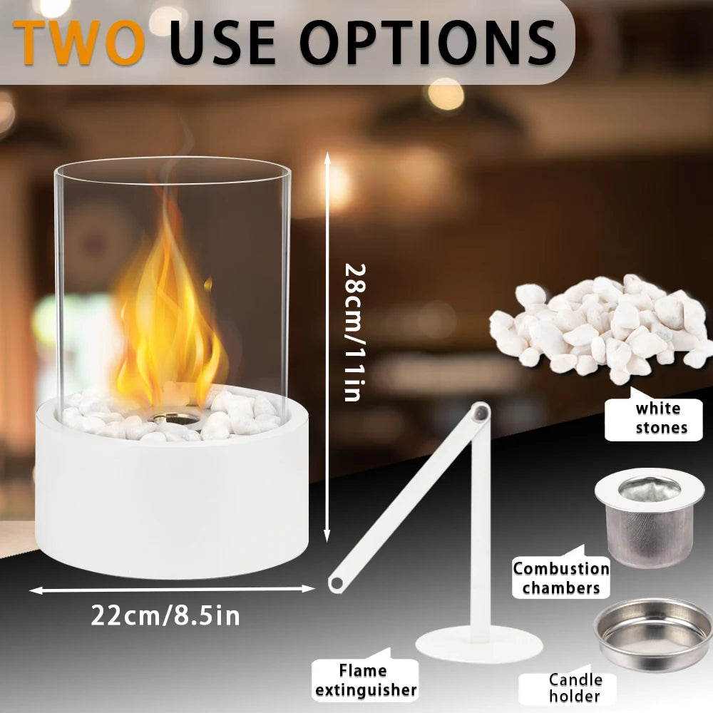 EU US Stock Classic Tabletop Ethanol Fireplace Round White Bio Ethanol Ventless Fireplace (Freeshipping)
