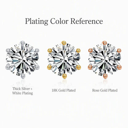 Wholesale 3MM/4MM/5MM/6MM S925 Silver Six Claw Earrings White Gold Plated Earrings D Color Vvs Moissanite Women Earrings