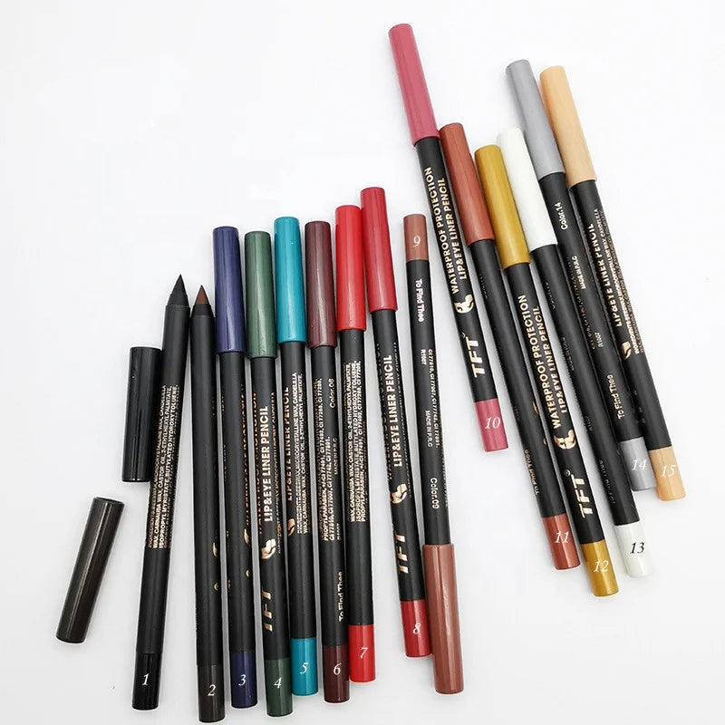 Wholesale Longlasting Waterproof Matte Lip Kissproof Makeup Lipstick Pencil 3 in 1 Eyeliner Lip Liner Eyeshadow