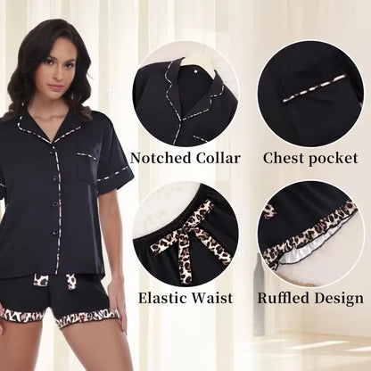 Free Shipping Women's 2-Piece Satin Thermal Summer Pajama Set with Custom Logo Low MOQ Sleepwear