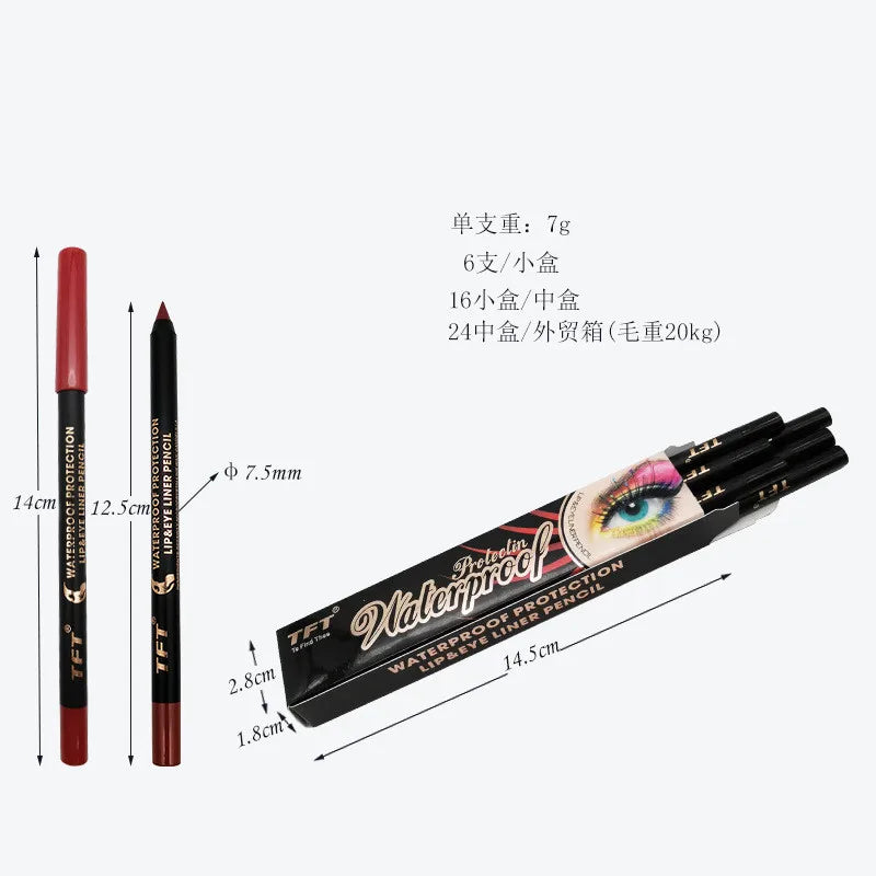Wholesale Longlasting Waterproof Matte Lip Kissproof Makeup Lipstick Pencil 3 in 1 Eyeliner Lip Liner Eyeshadow