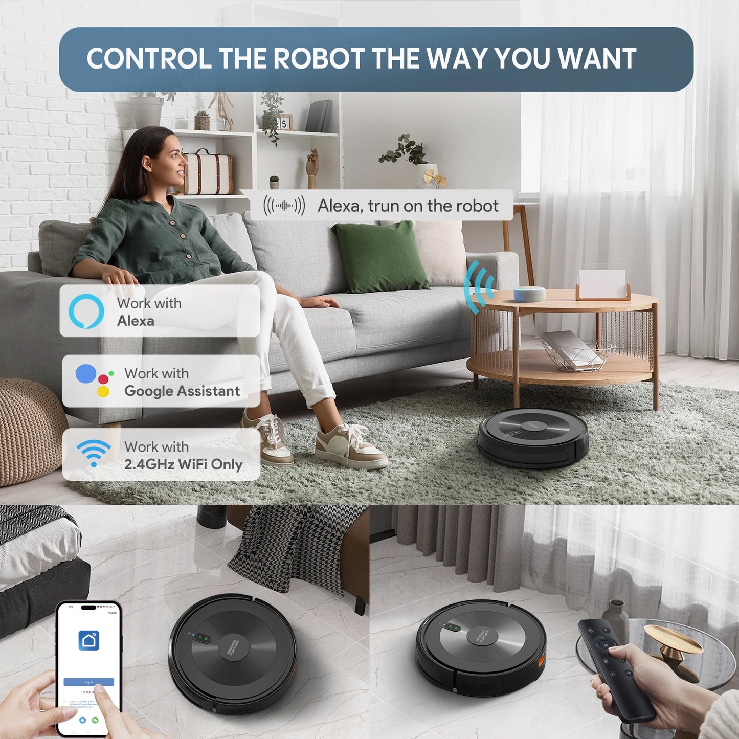 Bagotte New Smart Robot Vacuum Cleaner Household Floor Automatic Cleaning Sweeping Mopping with Wifi App Control New Features!