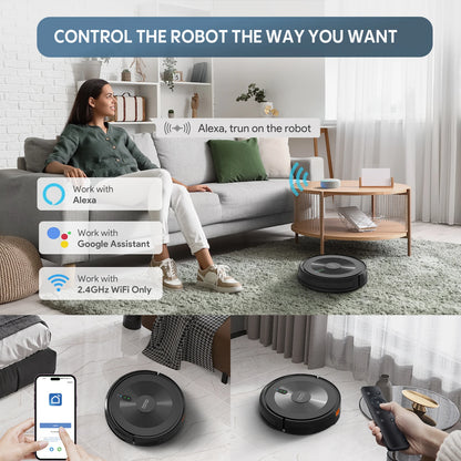 Bagotte New Smart Robot Vacuum Cleaner Household Floor Automatic Cleaning Sweeping Mopping with Wifi App Control New Features!