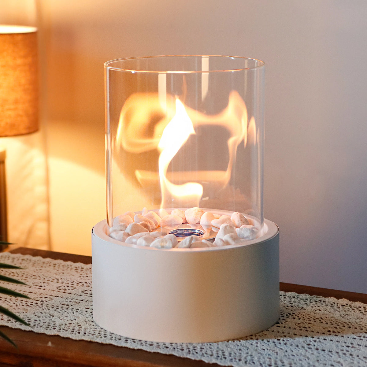 EU US Stock Classic Tabletop Ethanol Fireplace Round White Bio Ethanol Ventless Fireplace (Freeshipping)