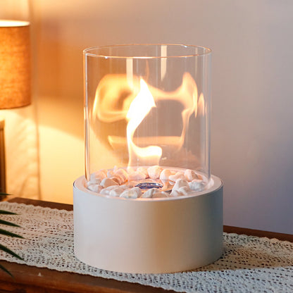 EU US Stock Classic Tabletop Ethanol Fireplace Round White Bio Ethanol Ventless Fireplace (Freeshipping)