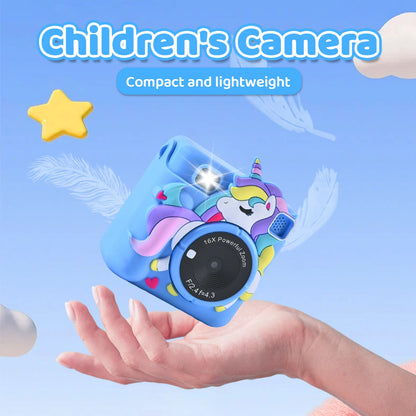 Kids Camera  Optical Zoom <10x Low Illumination Instant HD Mini Printer Children's Birthday Gift with a Casing and 32GB Card