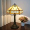 Modern Minimalist Hexagon Lamp for Bedside Bedroom or Office Book Room or Living Room Table Lamp Tiffany Glass Retro Desk Light