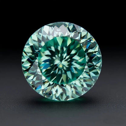 Viresa US Local Stock Moissanite With Certificate 2ct 8mm VVS Round Green Portuguese Cut Moissanite