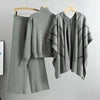 Wholesale Knitwear Women's Three-Piece Suit Temperament Socialite Cardigan Knitted Sweater Shawl Cape Wide Leg Pants Women's Set