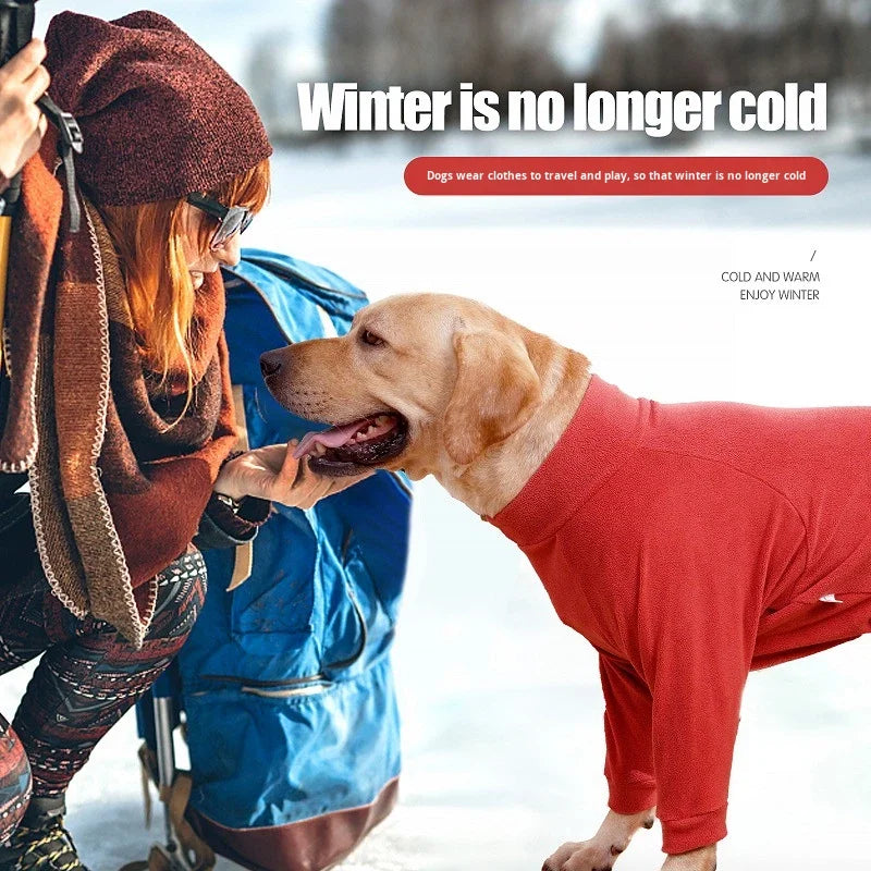 Dog Winter Warm Sweatshirt Large Pet Dog Clothes Wearable Outings Play Cold-Resistant High Elastic Polyester